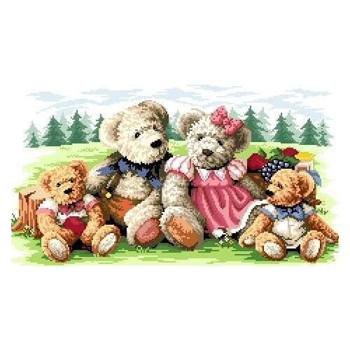 MM High Quality cross stitch kits Counted Cross Stitch Kit Picnic Countryside Teddy Bear Family Gathering Love