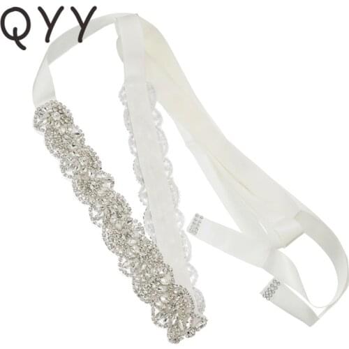 Fashion Silver Color Rhinestone Flower Satin Belts Bridal Wedding Dress Accessories Prom Belt Strass Bride Sash Bridesmaid