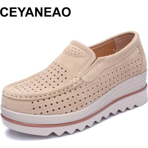 CEYANEAO new flat platform moccasins for women loafers with leather suede fringes for womenE076