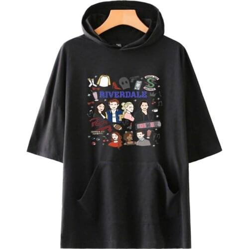 Mens T Shirt 2019 Summer River Valley Town Fashion Hooded Sling Short-Sleeve Tee Male T-Shirt Slim Male Tops Plus Size 4XL