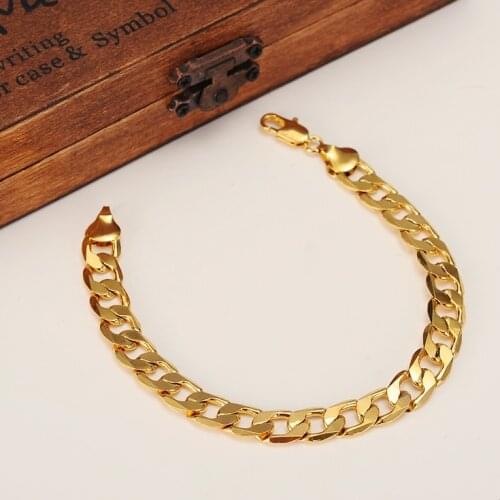 Bangrui Brand Bracelet Men Jewelry Wholesale Trendy Gold Color 21CM 9MM Thick Cuban Link Chain Bracelets
