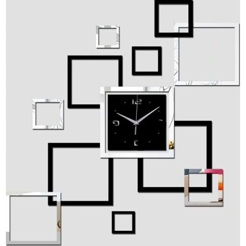 New real quartz living room modern wall clock clocks horloge watch DIY 3d acrylic mirror stickers Home Decora