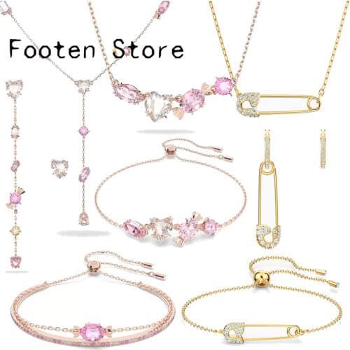 SWA Fashion Lady Jewelry So Cool Pin Series Paper Clip Jewelry Set Earring Necklace Bracelet Romantic Jewelry Gift For Women