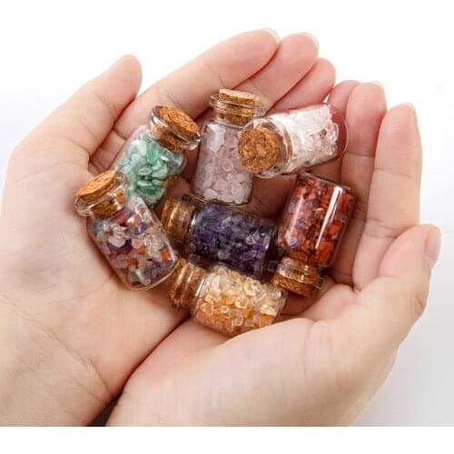Natural Wishing Bottle Drifting Bottle Crystal Crushed Stone Beads Gem Bottle Mini Raw Chips Crystal Stone Wishing Bottle