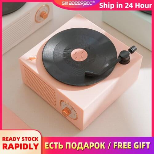 Vinyl Record Player Speaker Wireless Bluetooth Portable Mini Retro Radio Desktop Card AUX Audio Small Classic Music Voice Box
