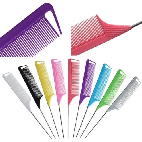 Lucky-Beauty Professional Hair Tail Comb Salon Heat Resistant Pin Rat Tail Comb Antistatic Separate Parting Dyeing Tail Combs