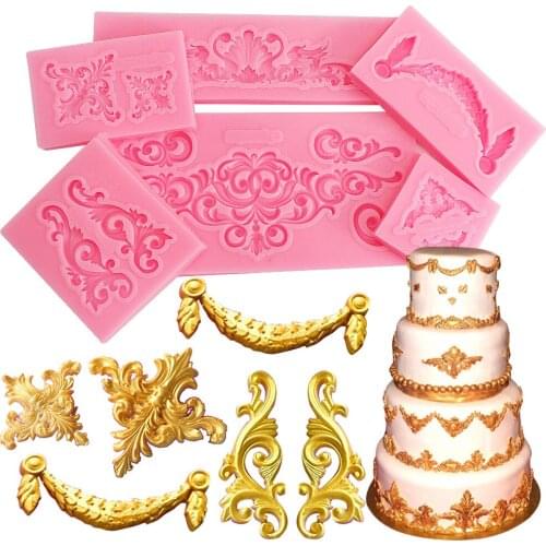 European Retro Relief Pattern Silicone Fondant Cake Decorating Mold Epoxy Resin Glue Molds Baking Tools Kitchen Accessories
