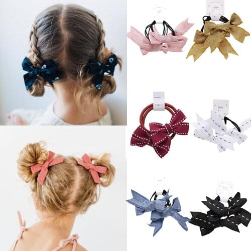 Print Grosgrain Ribbon Hair Bows Hair Rubber Bands Small Bows For Children Girls Headwear DIY Kids Hair Accessories Best Gifts