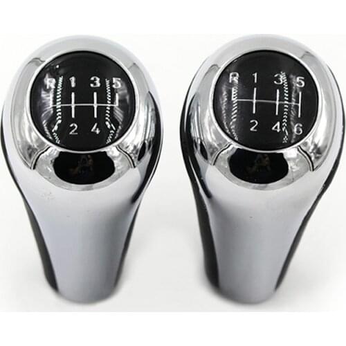 Gear Shift Knob lever Chrome Finishing Genuine Leather shifter Knob for BMW E60 E90 E46 E36 all series 5speed 6speed CNWAGNER