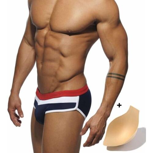 Push-up Pad Sexy Swimwear Man Spa Swimming Beach Sympa Swimsuit 3colors Gay Low Waist Surf Pants