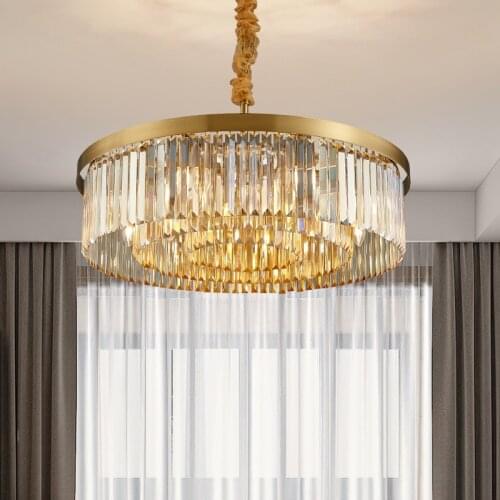 Modern round golden chandelier crystal lighting restaurant American crystal lamp chandelier AC 100-240V