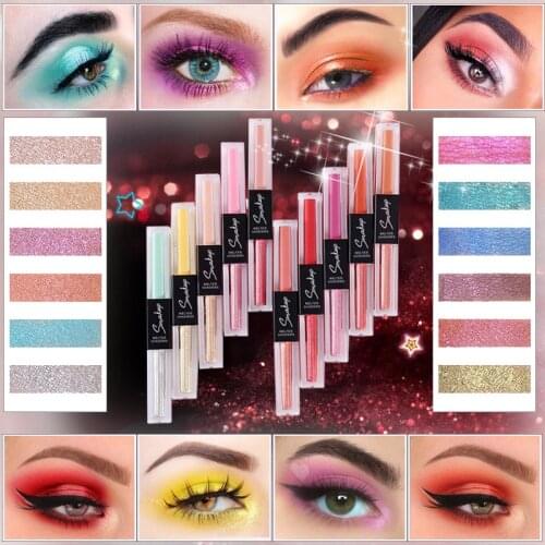 Ten-Color Diamond Pearlescent Matte Liquid Double-Headed Eyeshadow Eye Make-Up Brighten Long-lasting