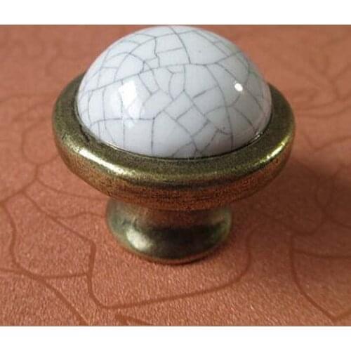 Crack Ceramic Kitchen Cabinet Pulls Handles White Bronze Dresser Knobs Drawer Knob Antique brass Furniture handles knob