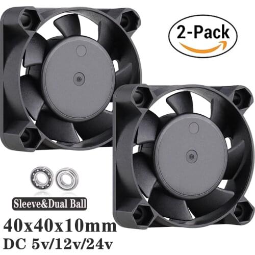 Gdstime 2 pcs 24V 12V 5V 40mm x 10mm Small Axial Cooler 4cm 2Pin Ball Bearing DC Brushless Cooling Fan 40x40x10mm 4010 3Pin