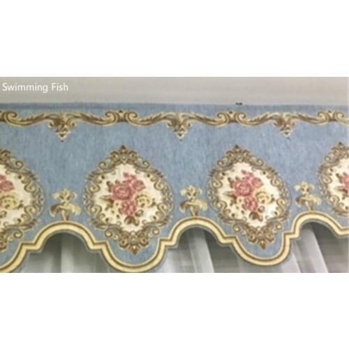 Top-Grade chenille Exquisite embroidery curtains head for living room,Retro Floral Rod Pocket/pull pleated top Curtain Valance