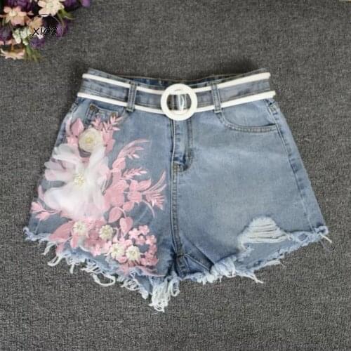 XICC 2019 New DIY Design Beautiful Colorized Stick Flower Sewing Jean Skirt And Clothing Embroidery Patches For Women Clothing