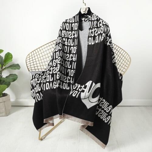 Winter 2020 Korean extended thickened tassel womens scarf windproof fashion imitation cashmere shawl large letter printed scarf