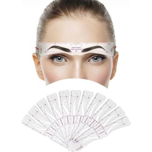 12Pcs/set Reusable Eyebrow Stencil Set Eye Brow DIY Drawing Guide Styling Shaping Grooming Template Card Easy Makeup