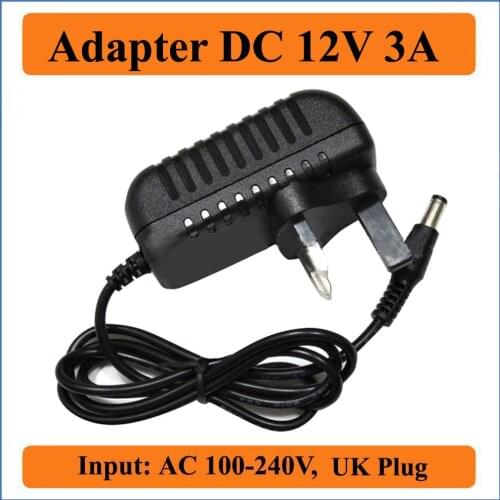 12V 3A UK Plug AC DC Adapter DC 36W Output Switching Power Converters Transformer With DC Jack 5.5mm x 2.1-2.5mm AC 100-240V