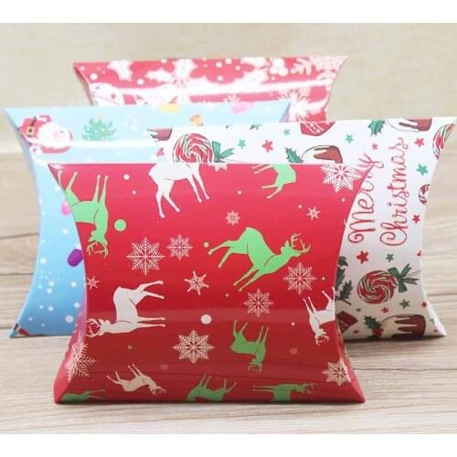 20/50pc New arrival big Diy handmade snowflake pattern pillow box Merry christmas gifts package box Xmas favors party suppile