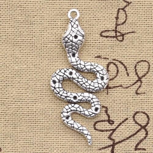 3pcs Charms Snake Cobra 51x21mm Antique Pendant Fit Vintage Tibetan Silver Color DIY Handmade Jewelry