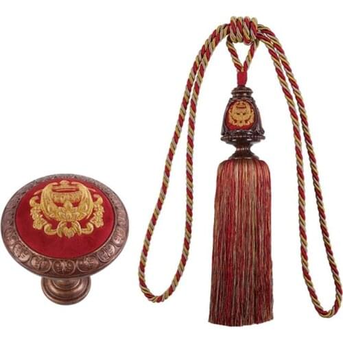 4 PCS/set 2 Holdbacks + 2 tieback luxury high class European embroidery curtain Holdbacks Straps tie tape wall hook tieback N101