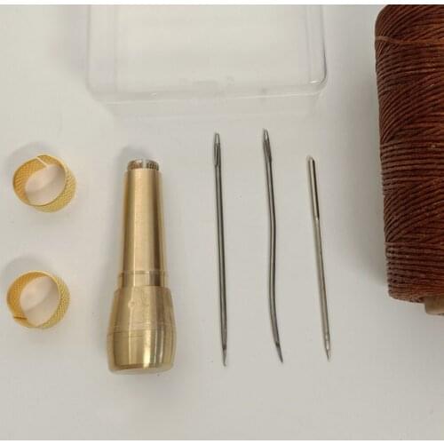 8Pc Sewing / Leather Awl + Spare Needles & Waxed Thread and Plastic Box Tool