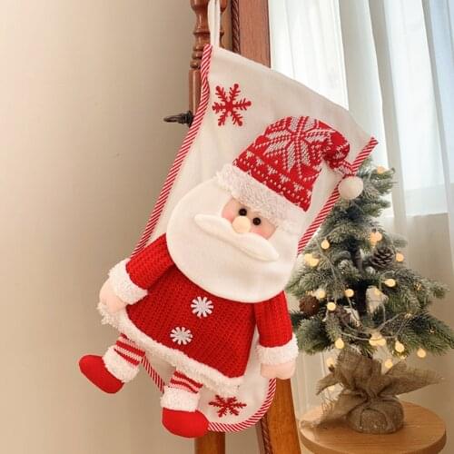 Large Christmas Stockings Sock Xmas Gift Bag New Year Candy Holder Festival Decor for Home