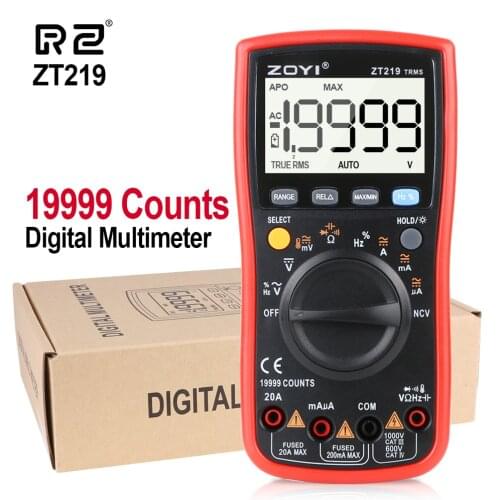 RZ Multimeter Handheld Auto Digital Multimeter True-RMS Range 19999 Counts AC/DC Voltage Current Voltmeter Capacitance Ohm Meter