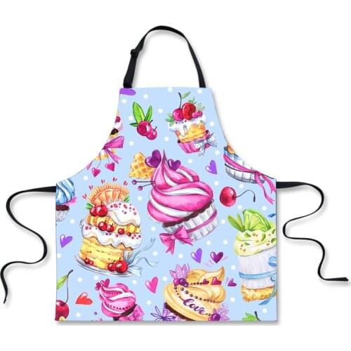 Cartoon Food Print Sleeveless Aprons for Women Adjustable Kitchen Apron For Cooking Baking Accessories Restaurant Children Apron
