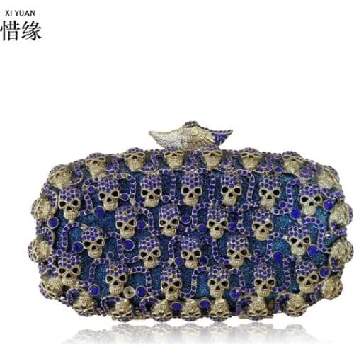 Halloween skull skeleton diamond bag evening bag for women gifts Ghost Festival gift for female metal clutch purse