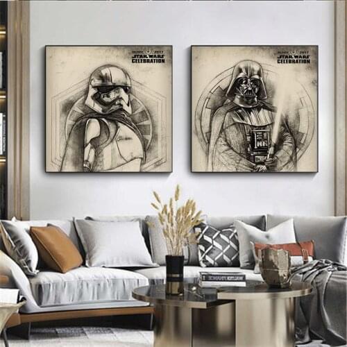 Star Wars Canvas Painting Star Wars Darth Vader Yoda Movie Posters and Prints Scandinavian Cuadros Living Room Mural