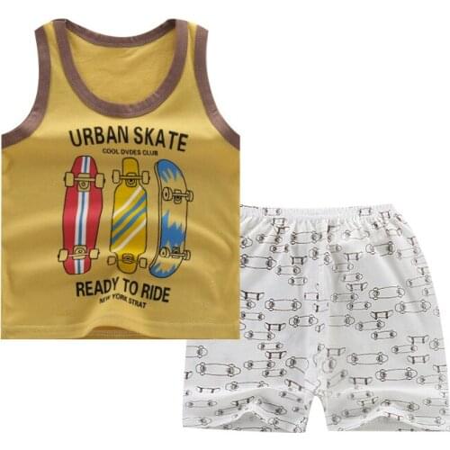 Summer Package Skateboard Baby Boy Vest Sets Infant Baby Boys Sportwear Suit Kids Casual Set Clothing Toddler Boys Clothing Set
