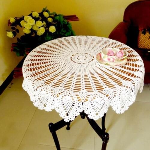 80cm Kitchen Dining Room Restaurant Crochet Round Cotton Tablecloth Mat Decor wedding decoration nappe de table cloth