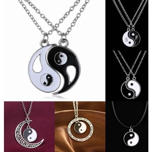 Best Friend BBF Yin Yang Puzzle Couple Charm Pendant Necklaces Black White Couples Sister Friendship Jewelry Gifts