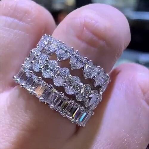 Fashion Brand Eternity Ring 100% 925 Sterling silver Diamond Engagement Wedding Band Rings for women Men Finger Party Jewelry