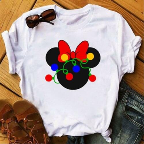 Womens fashion flower graphic T-shirts for girls Cute T-shirts with ears Girls' fashionable T-shirts Womens printed T-shirts