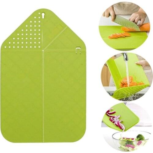 Non-Slip Foldable Cutting Board 3 in 1 Strainer Chop Board Kitchen Board Chopping Block Foldable Cutting Board With Colander