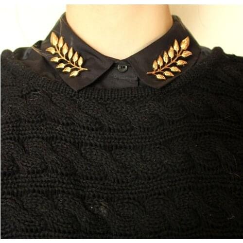 2018 New Hot Fashion Retro Leaves Suit Collar Shirt Collar Pin Buckle Brooch Jewelry Gifts For Men And Women Cheap Marketing