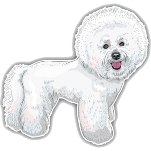 New Cartoon Bichon Frise Breed Dog Car Sticker Vinyl Auto Car Window Car Decals PVC 14cm*13cm