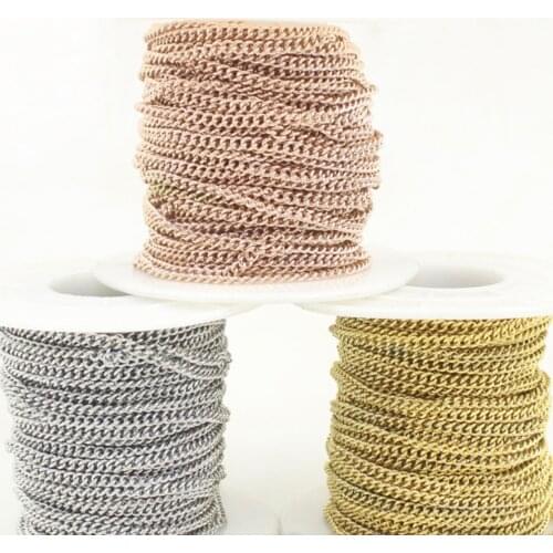 REGELIN 2m/lot Stainless Steel Cable Chain Bulk for Silver Gold Rose Gold Chain 1.2mm 1.5mm 2mm Necklace DIY Jewelry Materials