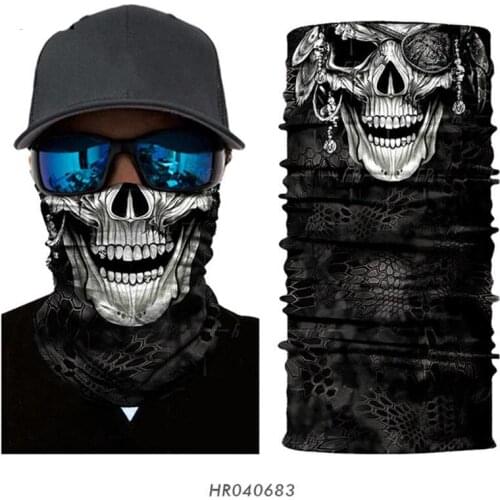 Skull Bandana Bivakmuts Half Mask Tube Scarf Sport Buff Cycling Hiking Headband Neck Gaiter Fishing Face Cover Breathable Summer