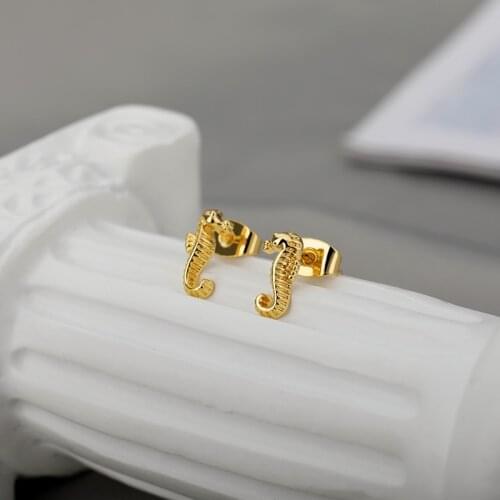 Cute Hippocampus Earrings For Women Stainless Steel Aesthetic Mini Earring Dainty Jewelry Prevent Allergy Gift To Girlfriend