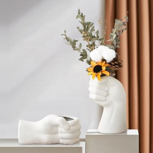 Nordic Flower Vase Home Decor Creative Ceramic Vase Home Handicraft Decoration Fist Flower Body Art Vase Decoration Living Room