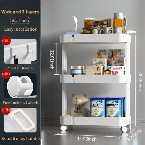 Joybos 2/3 Layes Moveable Storage Rack for Kitchen Living Room Organizers in Kitchen Shelves Cart Easy Slide Out