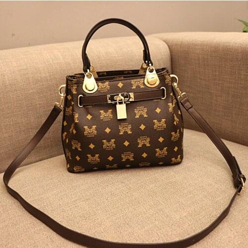 Bucket bag women bag fashion lock bag simple wild casual shoulder bag printed bag luxury ladies bag designer handbag bag