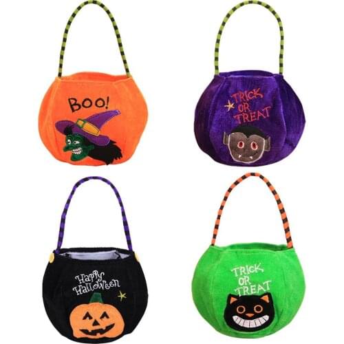 Halloween Handle Bag Kids Pumpkin/Witch/Cat/Vampire Goody Bags Halloween Candy Gift Bags For Trick Or Treat Use