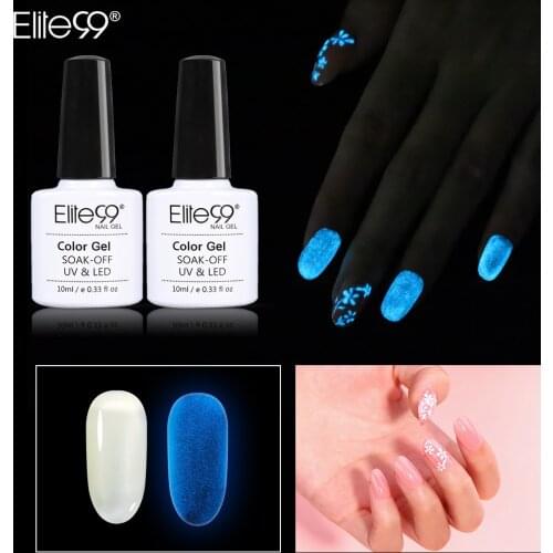 Elite99 10ml Luminous UV Gel Nail Polish Glow In Dark Enamal Lacquer Varnish Hybrid Semi Permanent Nail Art Gel Polish Soak Off
