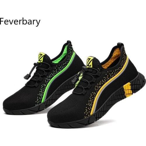 Feverbary Men Safety Shoes Women Anti-puncture Indestructible Steel Toe Lightweight Work Sneakers Hiking Anti-Smash Boots