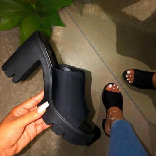 2021 summer women new outdoor wild sandals thick high-heeled sexy suede slippers female large size fish mouth beach slippers